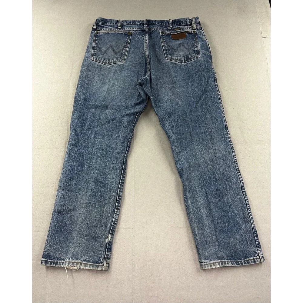 Wrangler 47MWZ Jeans Mens Blue Regular Fit Cowboy Cut Straight Leg 38x30